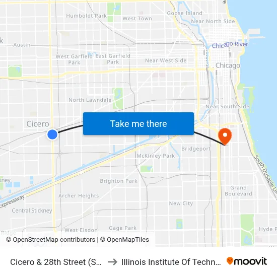 Cicero & 28th Street (South) to Illinois Institute Of Technology map