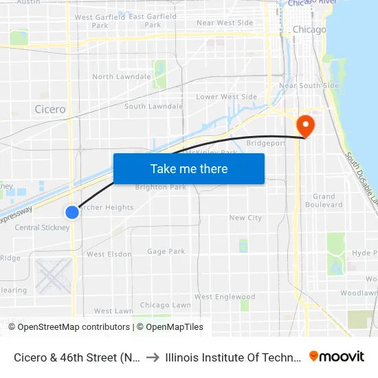 Cicero & 46th Street (North) to Illinois Institute Of Technology map