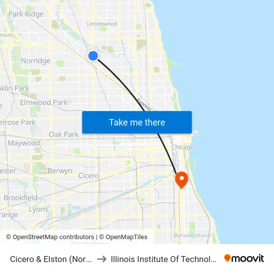 Cicero & Elston (North) to Illinois Institute Of Technology map