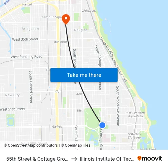 55th Street & Cottage Grove (East) to Illinois Institute Of Technology map