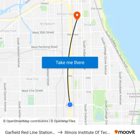 Garfield Red Line Station (West) to Illinois Institute Of Technology map