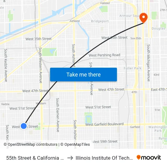 55th Street & California (West) to Illinois Institute Of Technology map