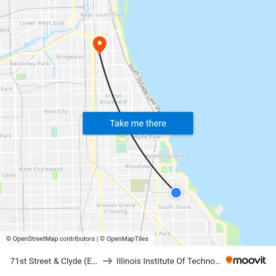 71st Street & Clyde (East) to Illinois Institute Of Technology map