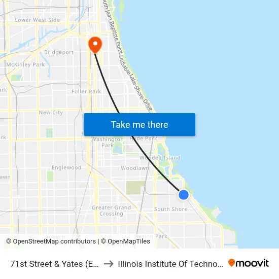 71st Street & Yates (East) to Illinois Institute Of Technology map