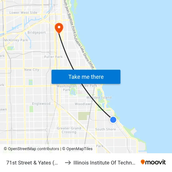71st Street & Yates (West) to Illinois Institute Of Technology map