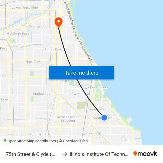 75th Street & Clyde (West) to Illinois Institute Of Technology map