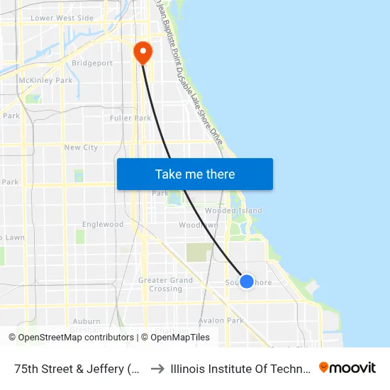 75th Street & Jeffery (West) to Illinois Institute Of Technology map