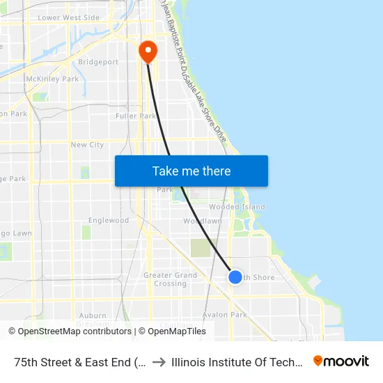 75th Street & East End (West) to Illinois Institute Of Technology map