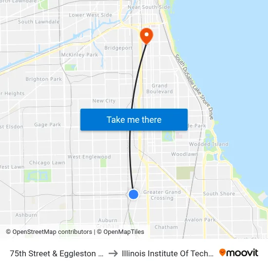 75th Street & Eggleston (West) to Illinois Institute Of Technology map