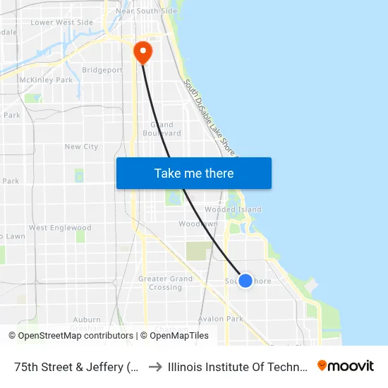 75th Street & Jeffery (East) to Illinois Institute Of Technology map