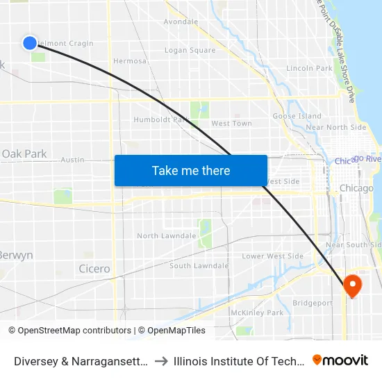 Diversey & Narragansett (East) to Illinois Institute Of Technology map