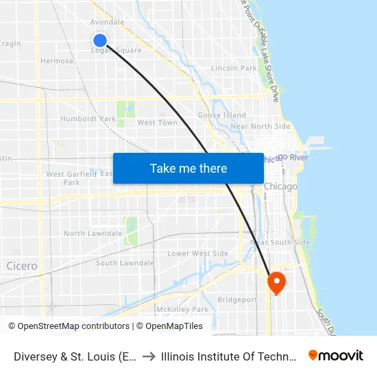Diversey & St. Louis (East) to Illinois Institute Of Technology map
