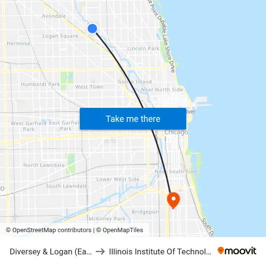 Diversey & Logan (East) to Illinois Institute Of Technology map