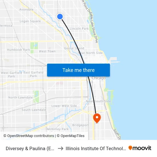Diversey & Paulina (East) to Illinois Institute Of Technology map