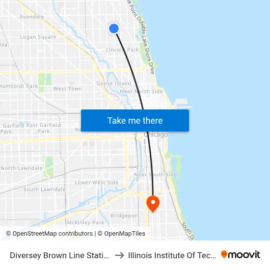 Diversey Brown Line Station (East) to Illinois Institute Of Technology map