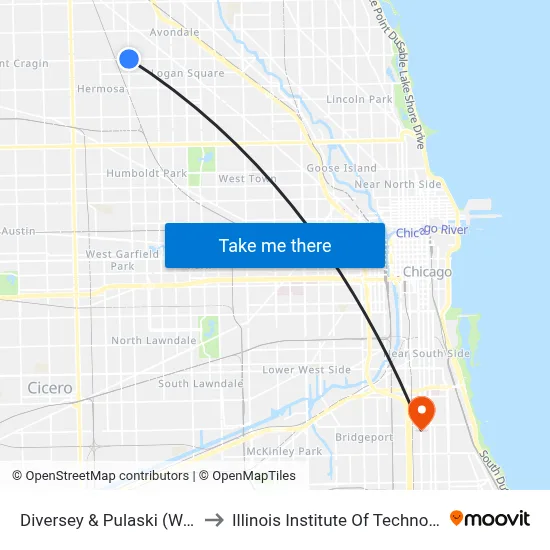 Diversey & Pulaski (West) to Illinois Institute Of Technology map