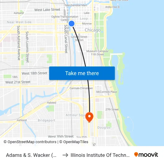 Adams & S. Wacker (West) to Illinois Institute Of Technology map
