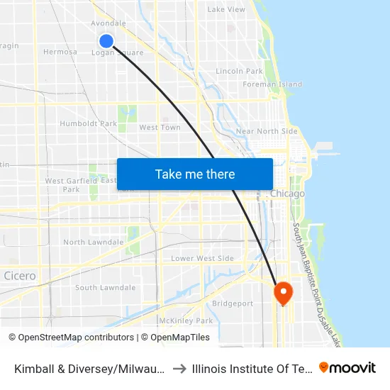 Kimball & Diversey/Milwaukee (North) to Illinois Institute Of Technology map