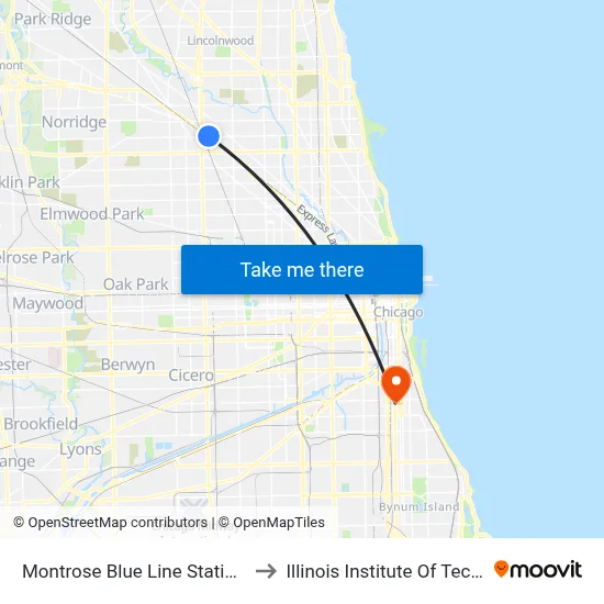 Montrose Blue Line Station (West) to Illinois Institute Of Technology map