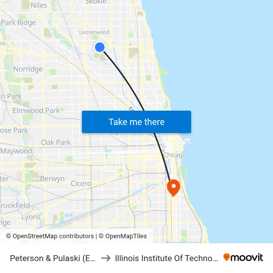 Peterson & Pulaski (East) to Illinois Institute Of Technology map