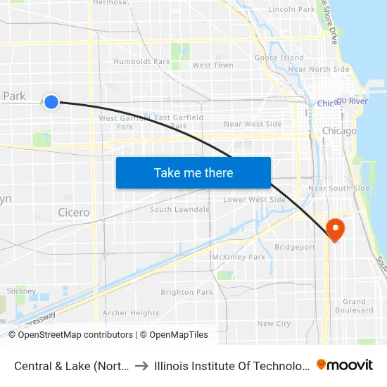 Central & Lake (North) to Illinois Institute Of Technology map