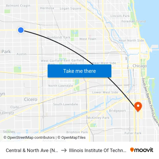 Central & North Ave (North) to Illinois Institute Of Technology map