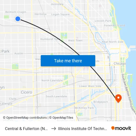 Central & Fullerton (North) to Illinois Institute Of Technology map