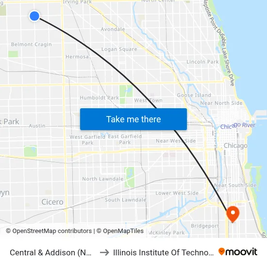 Central & Addison (North) to Illinois Institute Of Technology map
