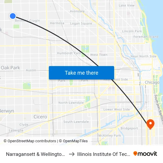 Narragansett & Wellington (South) to Illinois Institute Of Technology map