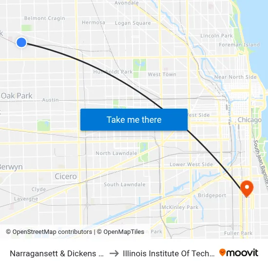 Narragansett & Dickens (North) to Illinois Institute Of Technology map