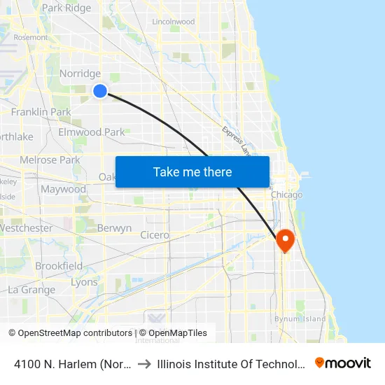 4100 N. Harlem (North) to Illinois Institute Of Technology map