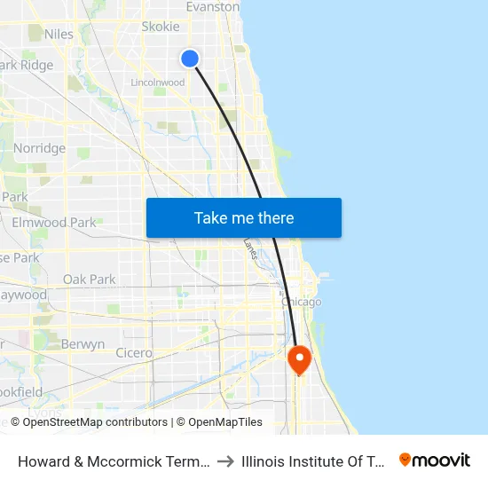 Howard & Mccormick Terminal (North) to Illinois Institute Of Technology map
