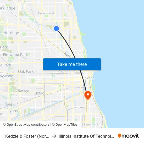 Kedzie & Foster (North) to Illinois Institute Of Technology map