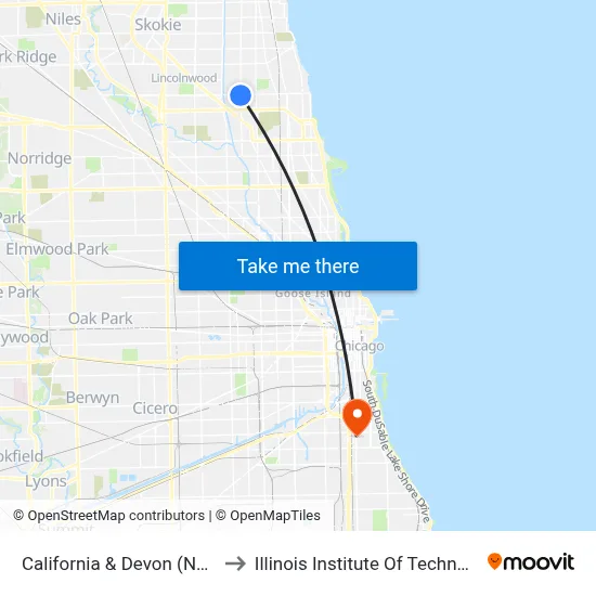 California & Devon (North) to Illinois Institute Of Technology map