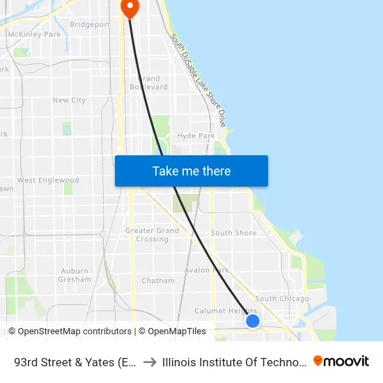 93rd Street & Yates (East) to Illinois Institute Of Technology map
