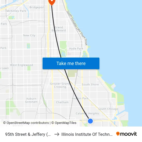 95th Street & Jeffery (East) to Illinois Institute Of Technology map
