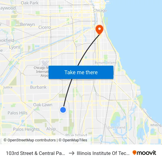 103rd Street & Central Park (West) to Illinois Institute Of Technology map