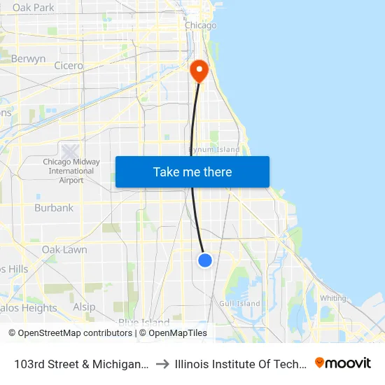 103rd Street & Michigan (East) to Illinois Institute Of Technology map