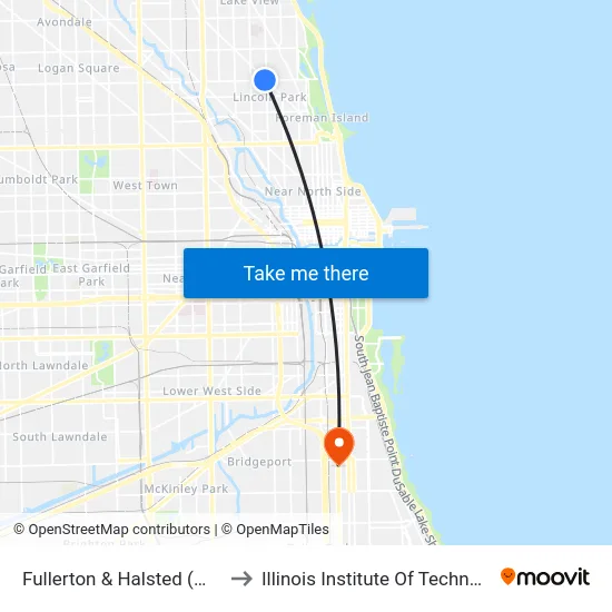Fullerton & Halsted (West) to Illinois Institute Of Technology map