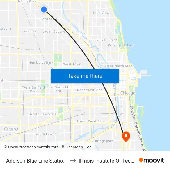 Addison Blue Line Station (East) to Illinois Institute Of Technology map