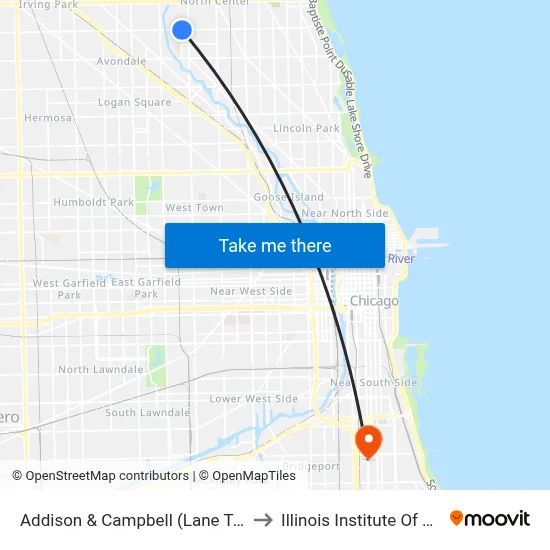Addison & Campbell (Lane Tech Hs) (East) to Illinois Institute Of Technology map