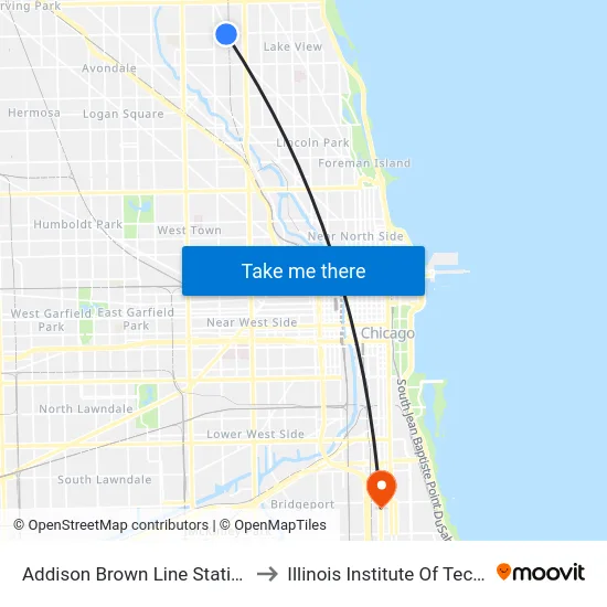 Addison Brown Line Station (East) to Illinois Institute Of Technology map