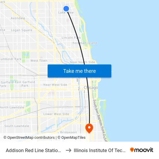 Addison Red Line Station (West) to Illinois Institute Of Technology map