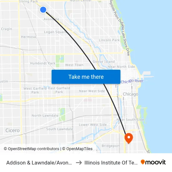 Addison & Lawndale/Avondale (West) to Illinois Institute Of Technology map