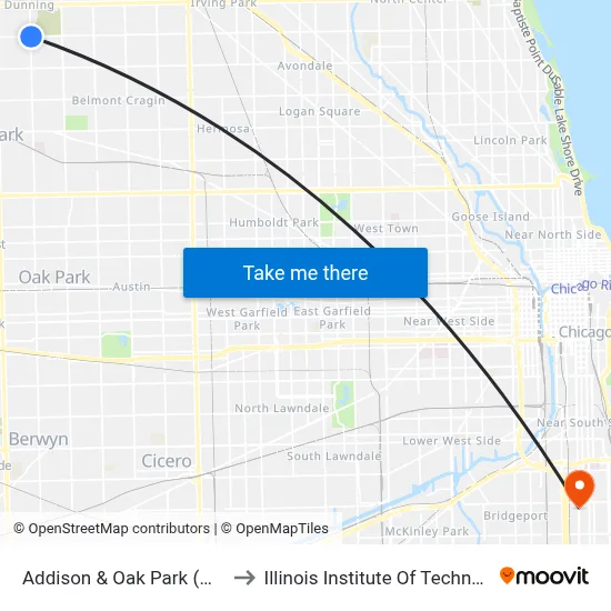 Addison & Oak Park (West) to Illinois Institute Of Technology map