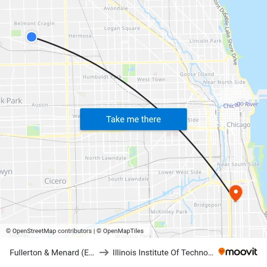 Fullerton & Menard (East) to Illinois Institute Of Technology map