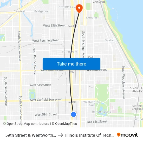 59th Street & Wentworth (East) to Illinois Institute Of Technology map