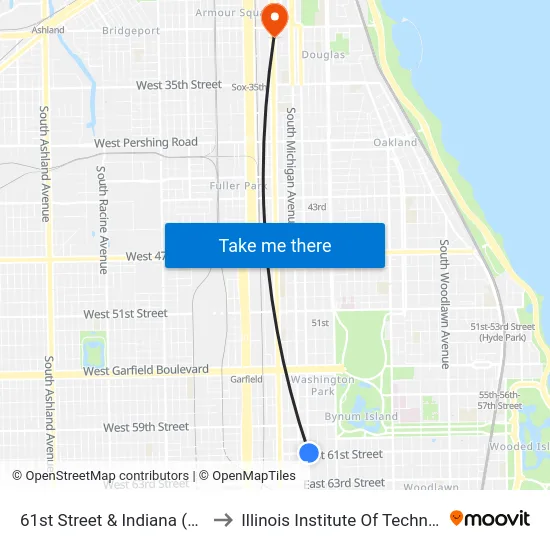 61st Street & Indiana (West) to Illinois Institute Of Technology map