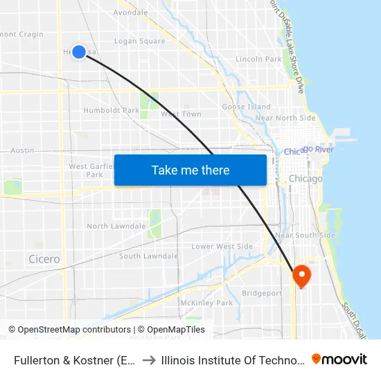 Fullerton & Kostner (East) to Illinois Institute Of Technology map