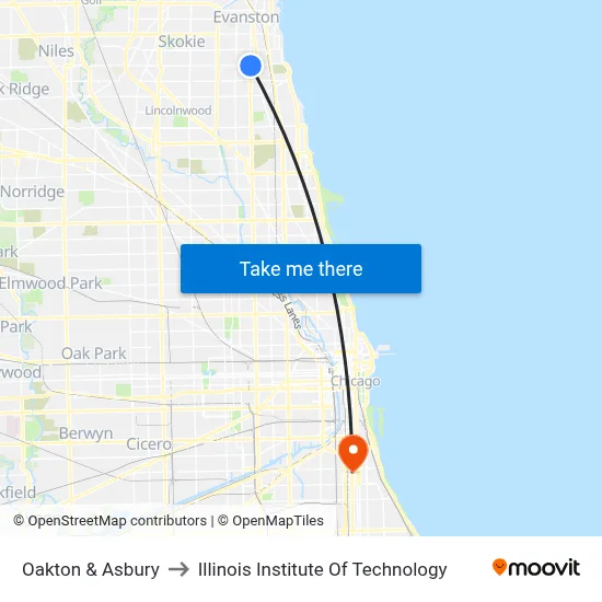 Oakton & Asbury to Illinois Institute Of Technology map